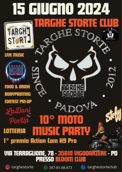 Locandina evento 10° MOTO MUSIC PARTY TARGHE STORTE