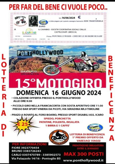 Locandina evento 15° MOTOGIRO PONTHOLLYWOOD