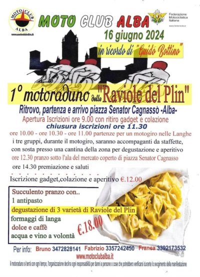 Locandina evento 1° MOTORADUNO DELLE RAVIOLE DEL PLI