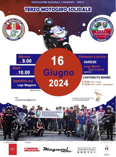 Locandina evento TERZO MOTOGIRO SOLIDALE - ANC VARESE