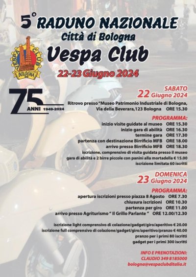 Locandina evento 5° RADUNO NAZIONALE VESPA CLUB BOLOGNA