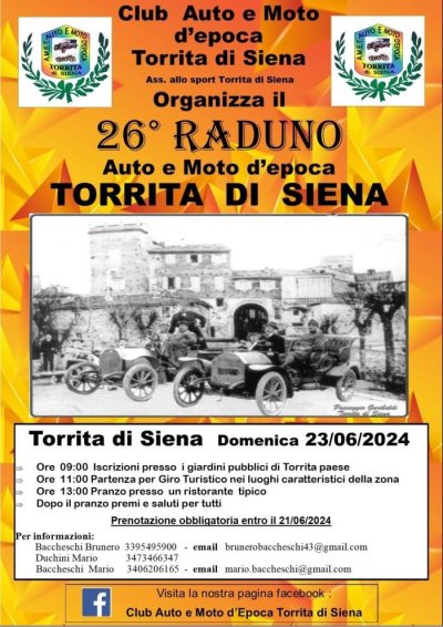 Locandina evento 26° RADUNO AUTO E MOTO D'EPOCA TORRITA DI SIENA