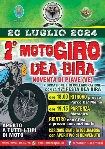 Locandina evento 2° MOTOGIRO DEA BIRA