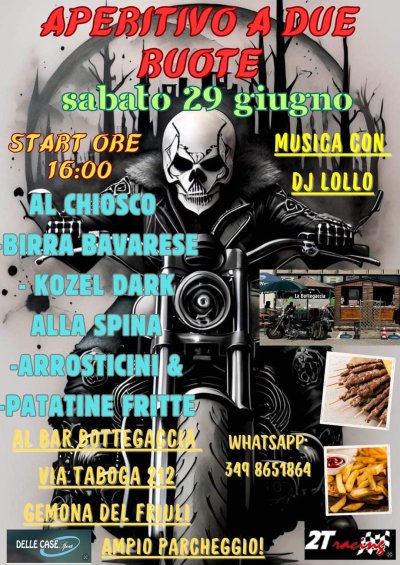 Locandina evento APERITIVO A DUE RUOTE