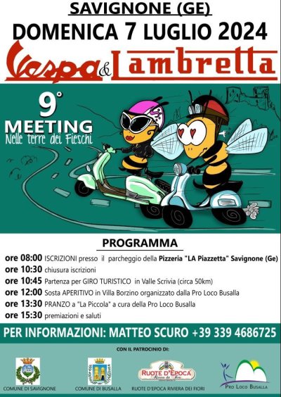 Locandina evento 9° MEETING VESPE & LAMBRETTE NELLE TERRE DEI FIESCHI