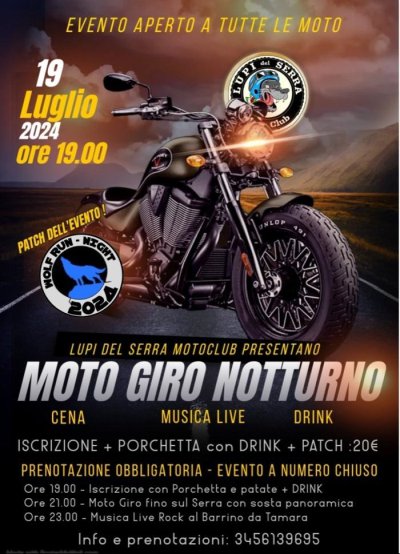 Locandina evento MOTORADUNO NOTTURNO LUPI DEL SERRA