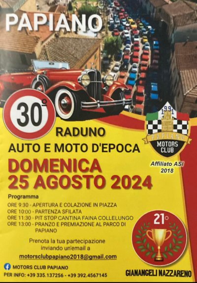 Locandina evento 30 RADUNO AUTO E MOTO D'EPOCA
