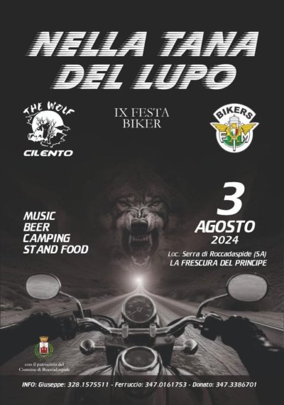 Locandina evento NELLA TANA DEL LUPO IX FESTA BIKER