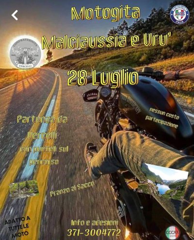 Locandina evento MOTOGITA MALCIAUSSIA E VRU'
