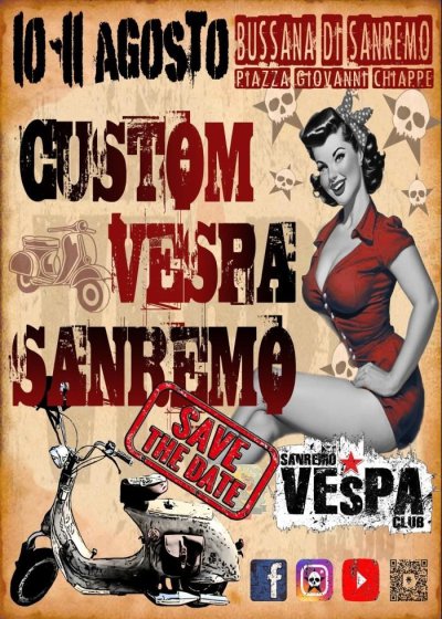 Locandina evento CUSTOM VESPA SANREMO 2K24