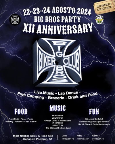 Locandina evento XII BIGBROS PARTY E FESTA DELLA BIRRA