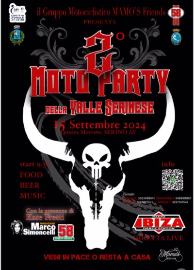 Locandina evento Secondo moto party della valle serinese