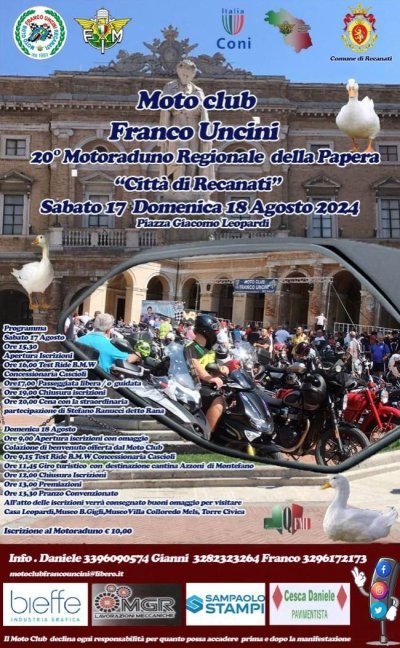 Locandina evento 20° MOTORADUNO REGIONALE DELLA PAPERA CITTA' DI RECANATI