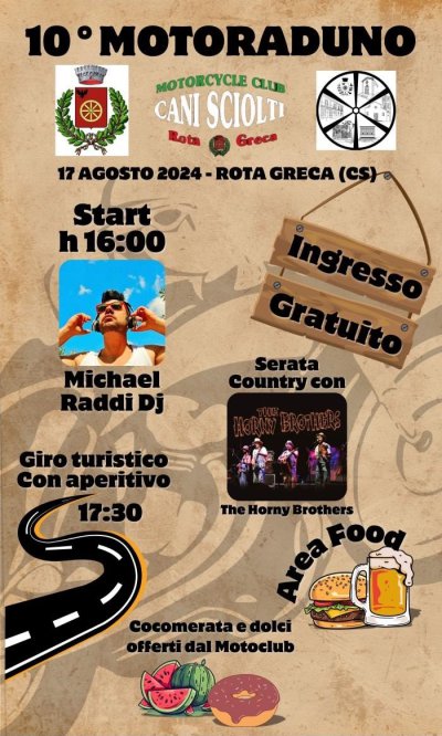 Locandina evento X° MOTORADUNO MOTOCLUB CANI SCIOLTI