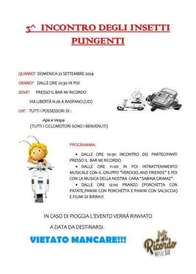 Locandina evento Insetti pungenti