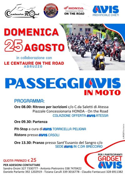 Locandina evento passeggiAvis in moto