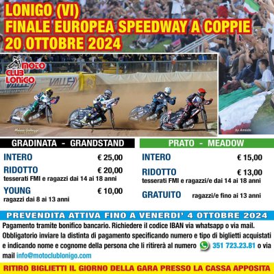 Locandina evento FINALE EUROPEA SPEEDWAY A COPPIE