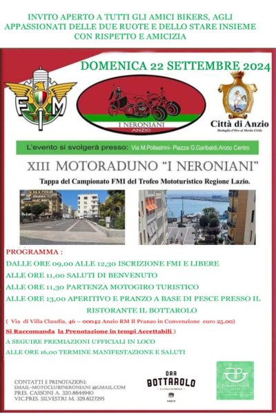 Locandina evento XIII Motoraduno I Neroniani 
