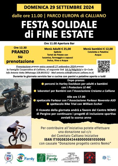Locandina evento Festa solidale di fine estate