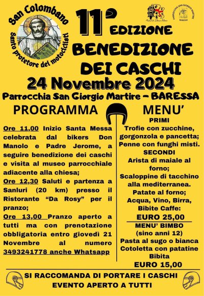 Locandina evento 11 edizione "BENEDIZIONE DEI CASCHI"