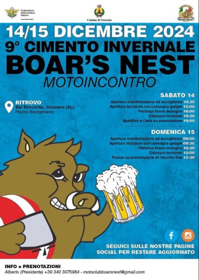 Locandina evento 9° CIMENTO INVERNALE BOAR'S NEST
