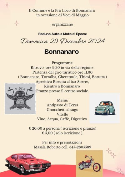 Locandina evento Raduno auto e moto d'epoca