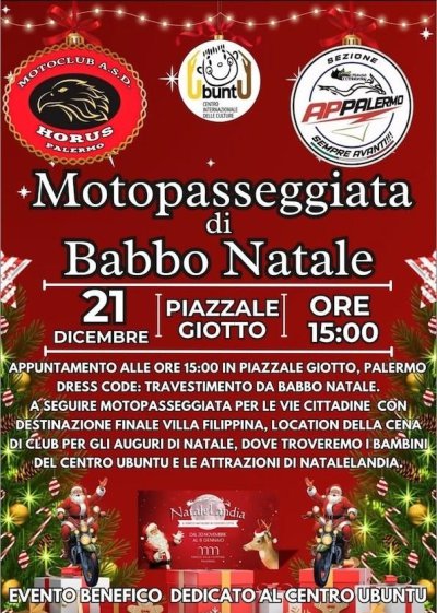 Locandina evento MOTOPASSEGGIATA DI BABBO NATALE