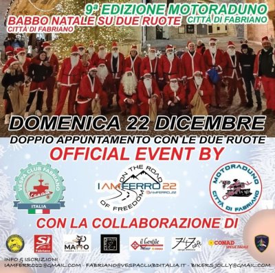 Locandina evento 9^ EDIZIONE MOTORADUNO CITTÀ DI FABRIANO E BABBO NATALE SU DUE RUOTE