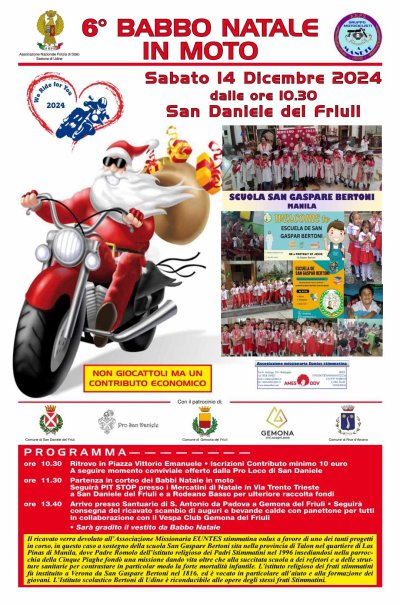 Locandina evento babbo natale in moto 