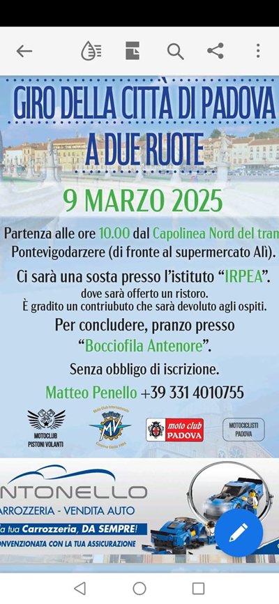 Locandina evento GIRO DI PADOVA A DUE RUOTE