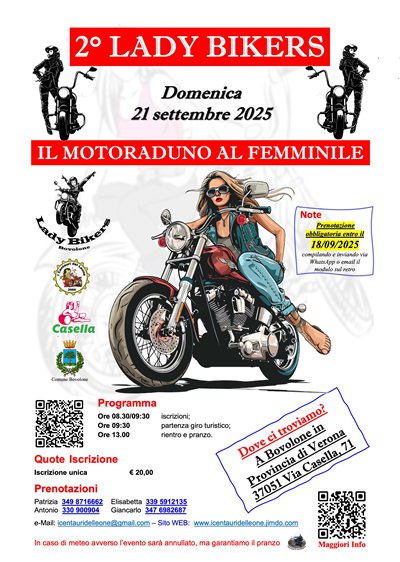 Locandina evento 2° LADY BIKERS - IL MOTORADUNO AL FEMMINILE