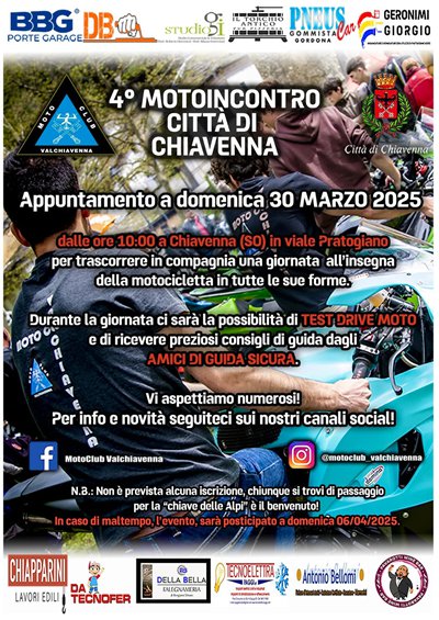 Locandina evento 4° MOTO INCONTRO  città di Chiavenna