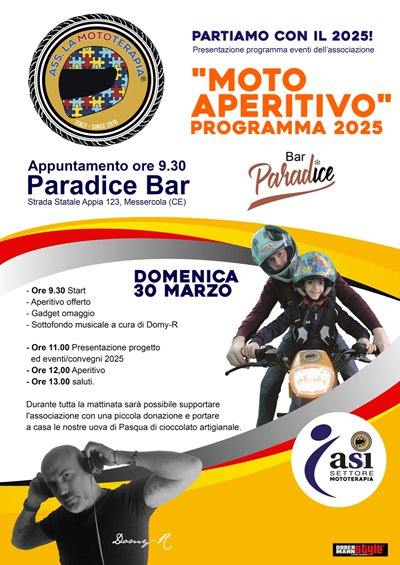 Locandina evento motoaperitivo programma 2025