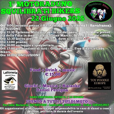 Locandina evento 1^ MOTORADUNO SQUILIBRATI BIKERS