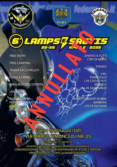 Locandina evento 6° LAMPS & SAETIS