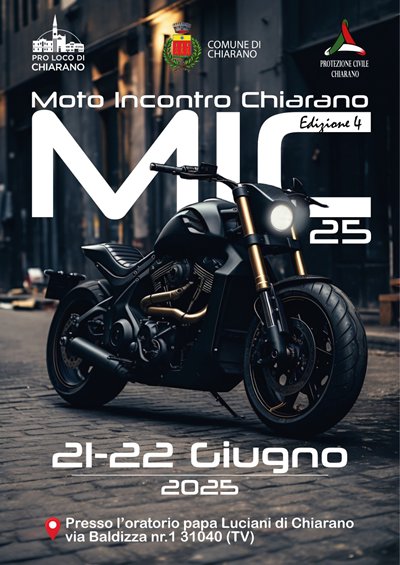 Locandina evento Moto Incontro Chiarano 2025