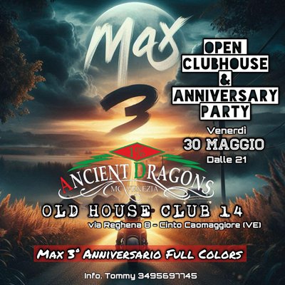 Locandina evento Max 3 & Open Clubhouse