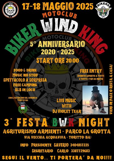 Locandina evento 5° Anniversario BIKER WIND KING