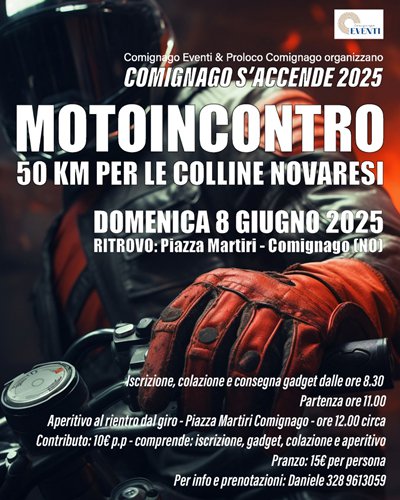 Locandina evento Moto-incontro "Comignago s'accende"