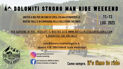 Locandina evento 4° DOLOMITI STRONG MAN RIDE WEEKEND 