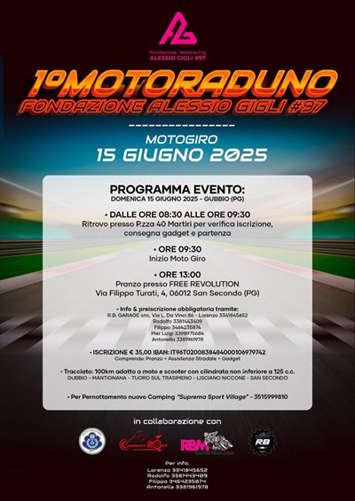 Locandina evento 1^ MOTORADUNO FONDAZIONE ALESSIO GIGLI