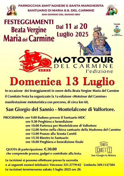 Locandina evento Mototour del Carmine