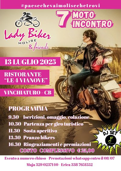 Locandina evento 7° Moto-incontro Lady Biker Molise e Friends 