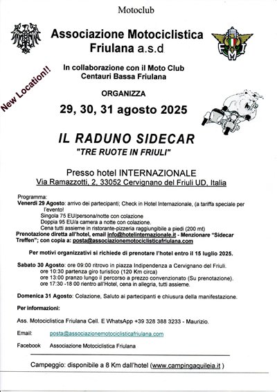 Locandina evento TRE RUOTE IN FRIULI