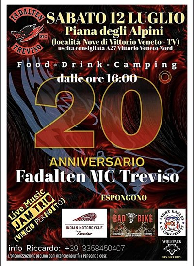 Locandina evento Ventesimo Fadalten MC Treviso
