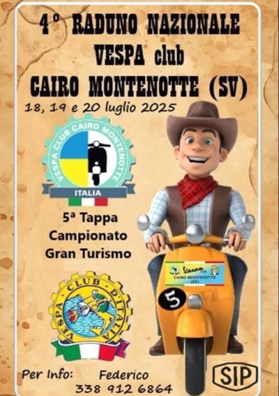 Locandina evento 4° RADUNO NAZIONALE VESPA CLUB CAIRO MONTENOTTE