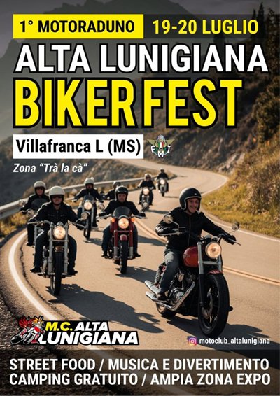 Locandina evento 1° MOTORADUNO ALTA LUNIGIANA BIKER FEST