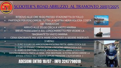 Locandina evento scooter's Road Abruzzo al tramonto 