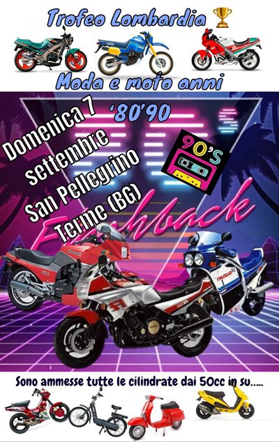 Locandina evento MODA E MOTO ANNI 80 e 90