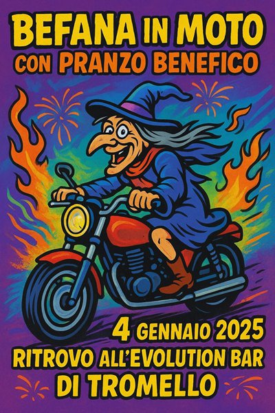Locandina evento BEFANA IN MOTO CON PRANZO BENEFICO